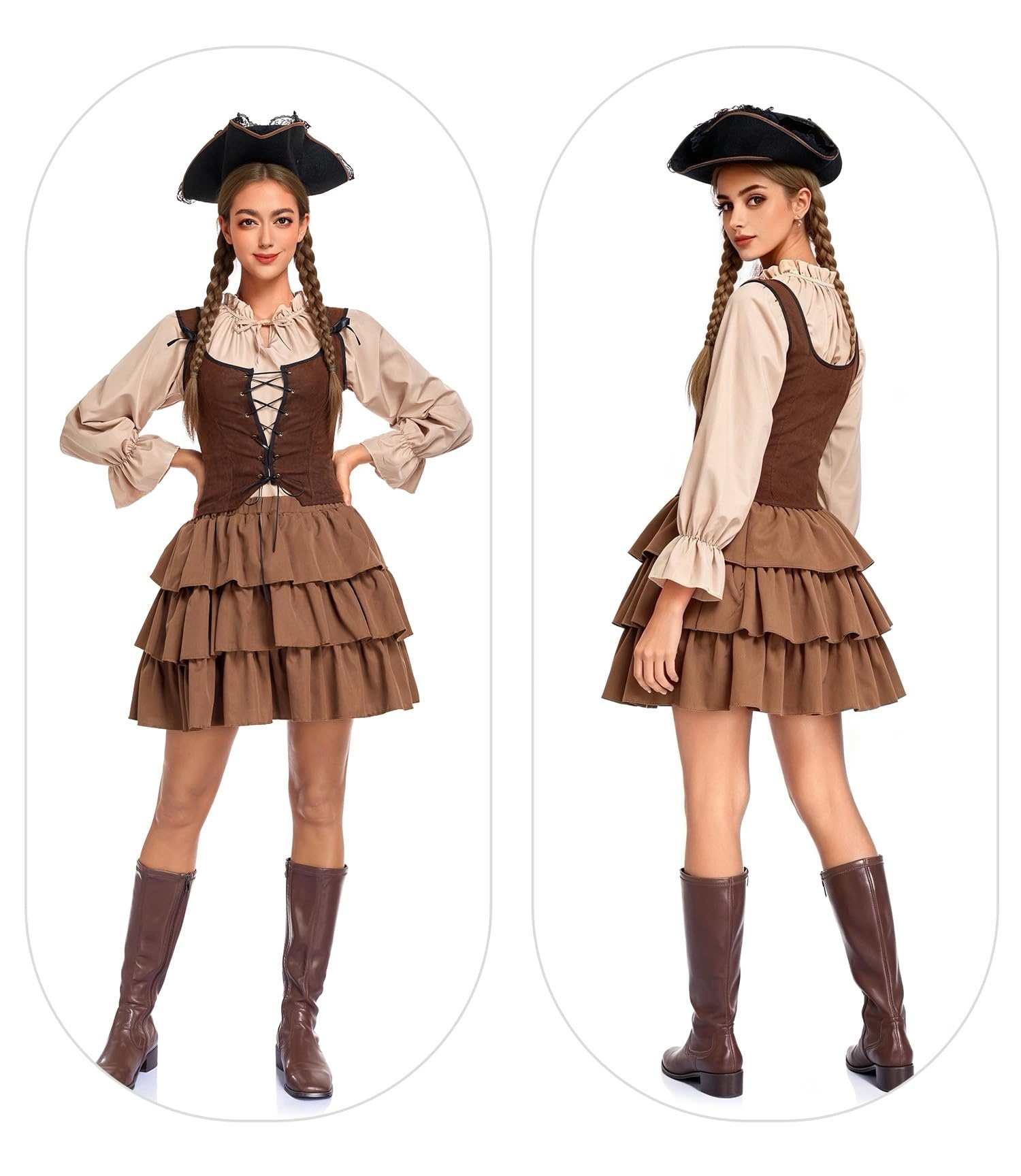 Halloween Women Pirate Costume - Adult Renaissance Medieval Pirate Lady Outfit
